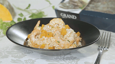 Risotto con mazzancolle e zucca