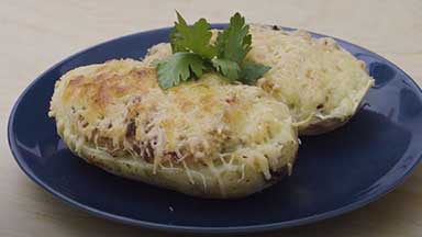 Prawn stuffed jacket potatoes