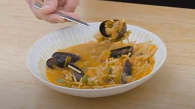 Zuppa di gamberi e cozze